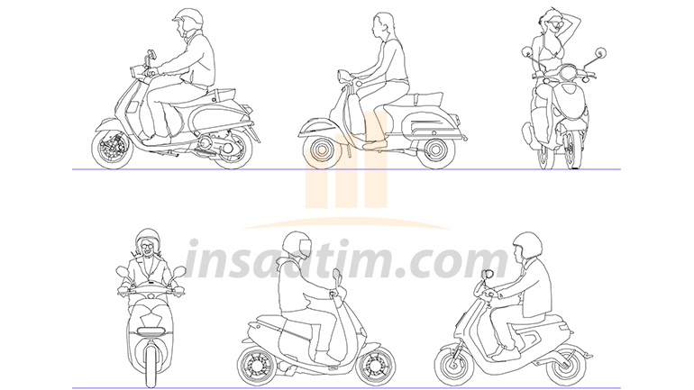 Sürücülü Scooter Çizimi (dwg)