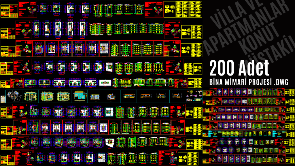 200 Adet Konut Projesi (.dwg)