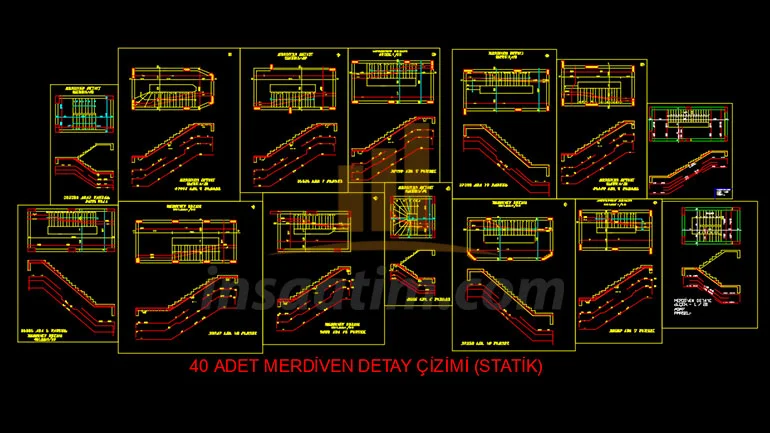 40 Adet Merdiven Detay Çizimleri