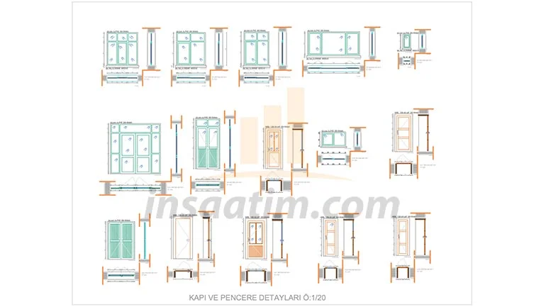 PVC ve Ahşap Kapı, Pencere Detay Çizimleri