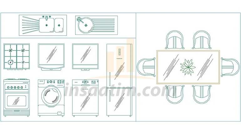 Ücretsiz Autocad Mutfak Tefrişleri (dwg)