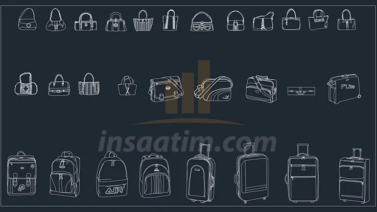 Çanta ve Valiz Görünüş Çizimleri (dwg)