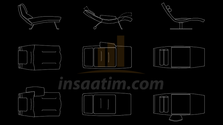 Şezlong ve Terapi Koltuğu Çizimleri .dwg