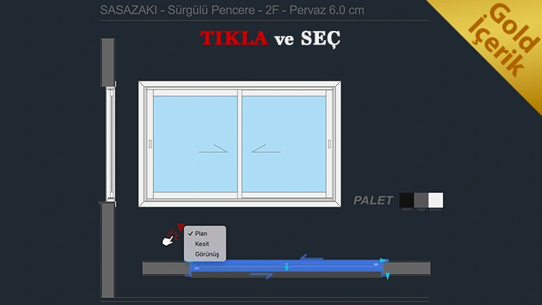Sürgülü Pencere Dinamik Blok Çizimleri .dwg