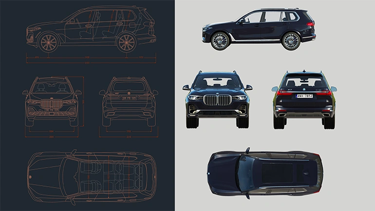 BMW X7 Lüks Otomobil Çizimi .dwg
